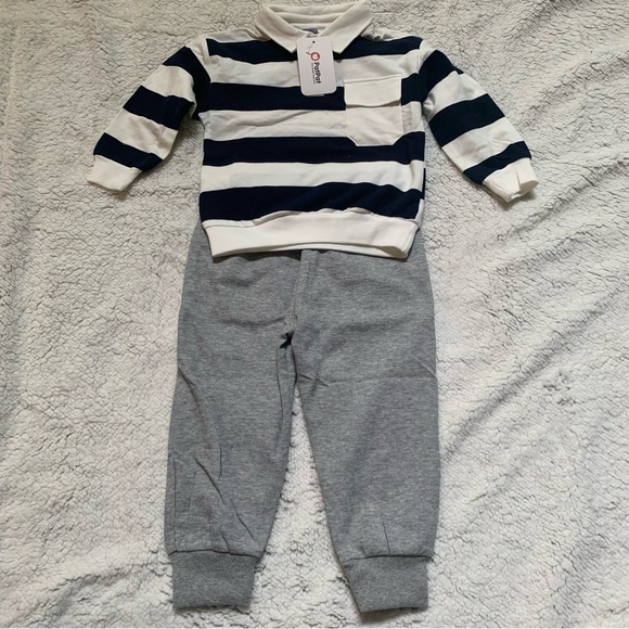 Pat Pat 2-piece Toddler Boy Stripe Polo shirt and Grey Pants Set | 3Y | NEW!! - Picture 4 of 12